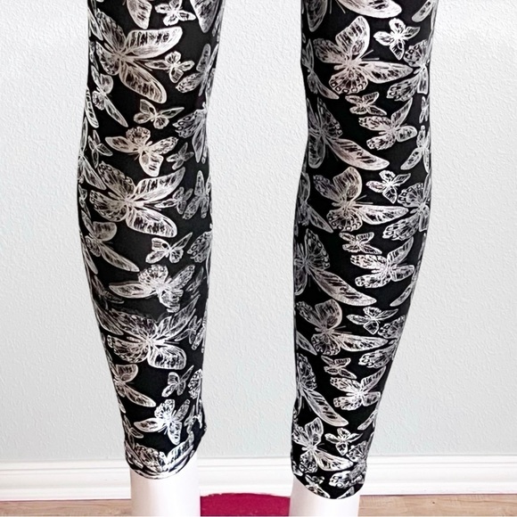 Goth Fairy Silver Butterfly print leggings OSFM - Picture 2 of 7